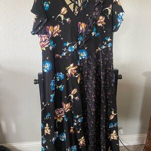 Xhilaration Black and Blue Floral Maxi Dress